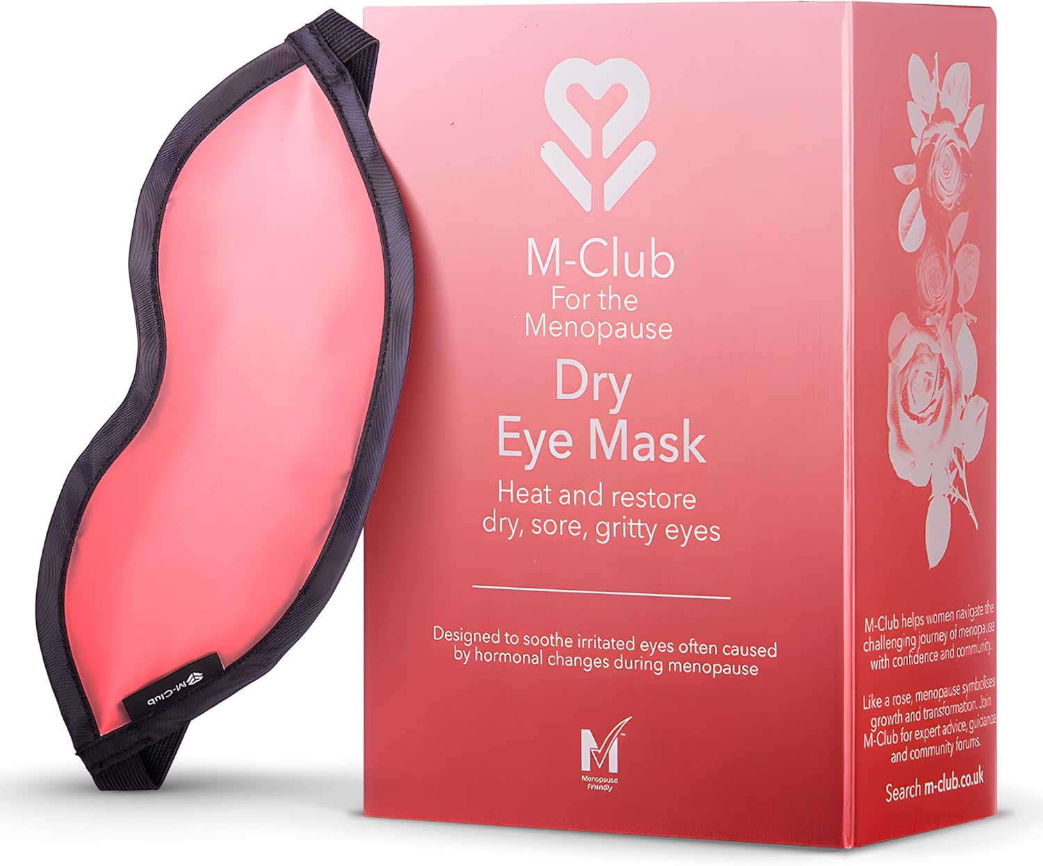 M-Club Heated Dry Eye Mask For Menopause & Dry Eyes Relief - Reusable Moist Heat Compress For Dry, Sore, Gritty Eyes During Menopause Also Helps Relieve Blepharitis & Styes - Antibacterial Protection