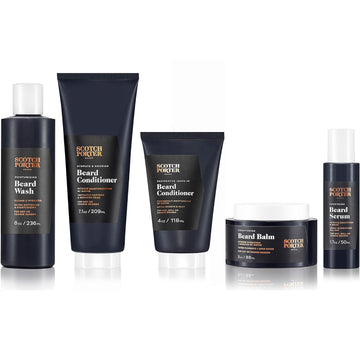 Scotch Porter Superior Beard Collection | Includes Beard Wash, Conditioner, Leave-in Conditioner, Balm, Serum | Free of Parabens, Sulfates & Silicones | Vegan