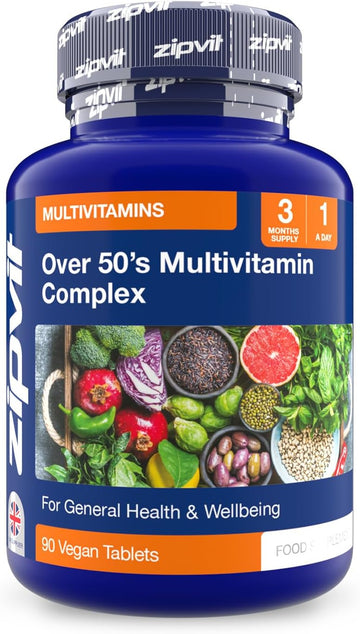 Zipvit Multivitamin Advanced 50 Plus Active Formula For Women & Men - 90 Vegan Tablets. Supports Bone Health And Your Immune System. 3 Months Supply