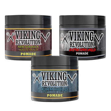 Viking Revolution Hair Styling Agent Extreme Hold Pomade For Men - Style & Finish Your Hair (3 Pack)