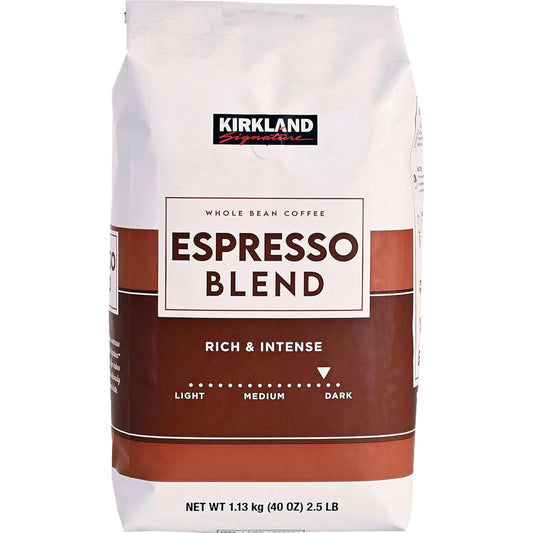 (Pack of 2) Kirkland Signature Dark Roast ESPRESSO BLEND Coffee Roasted By Starbucks 32 Oz. Bag