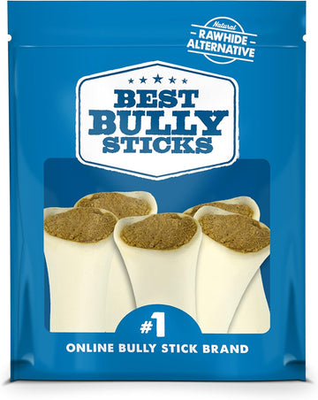 Best Bully Sticks 3-4" Bully Filled Dog Bones 5 Pack Shin Bones For Dogs - Highly Digestible, Long Lasting & Refillable Stuffed Dog Bones