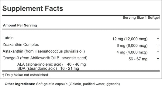 Andrew Lessman Maximum L+Z With Astaxanthin 60 Softgels - 12Mg Lutein, 6Mg Zeaxanthin, 4Mg Astaxanthin. Key Nutrients To Support Eye And Brain Health, And Promote Healthy Vision