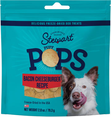 Stewart Freeze Dried Dog Treats, Puffpops Bacon And Cheeseburger Recipe, Gluten Free, 2.8 Ounce Resealable Pouch, Made In Usa, Dog Training Treats