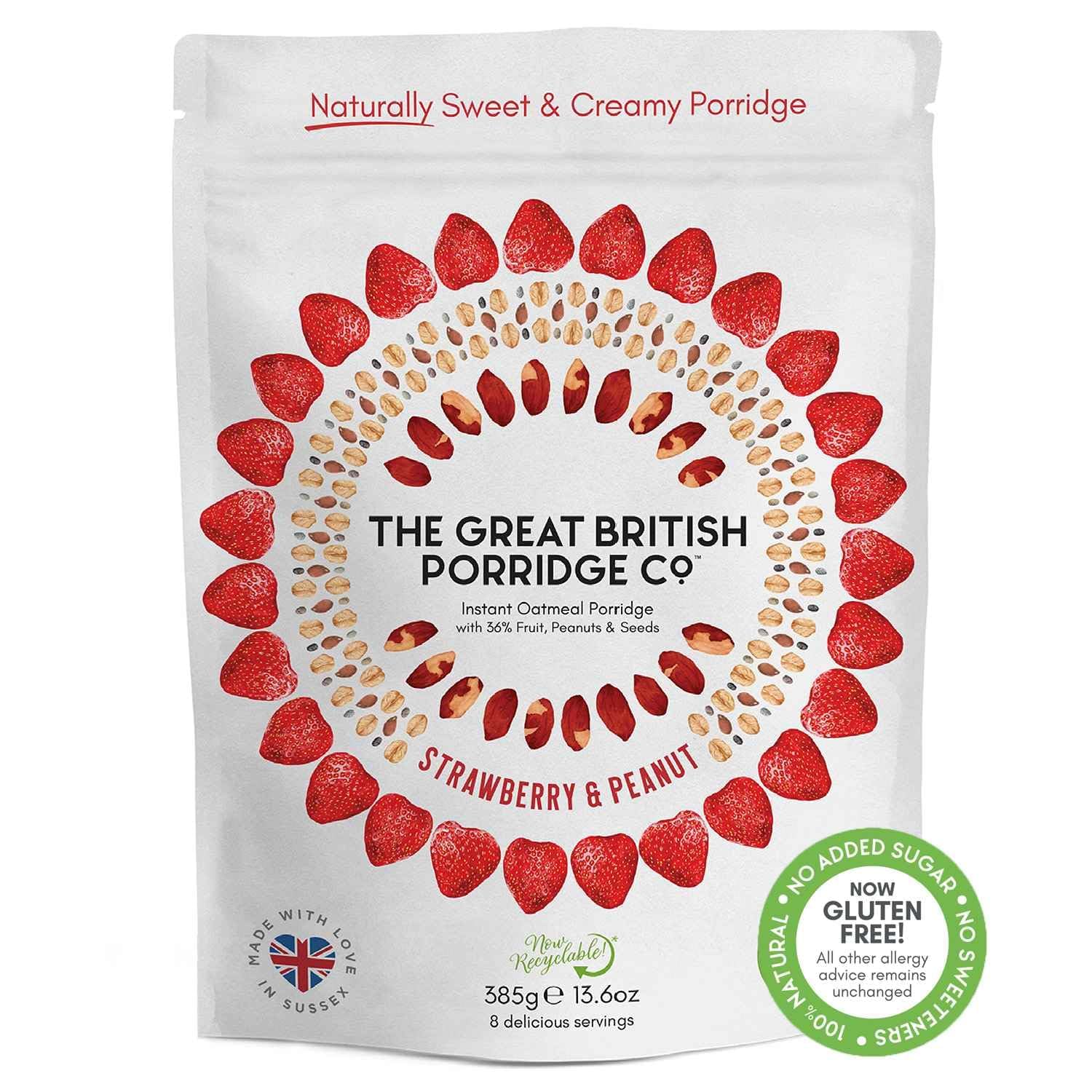 The Great British Porridge Co Strawberry Peanut Butter Porridge, 385 Gr