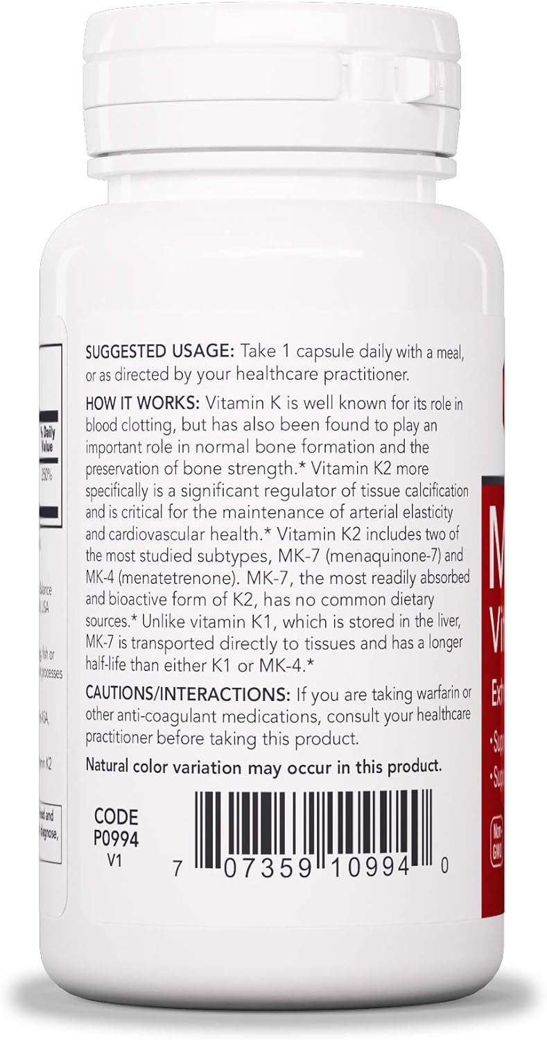 Protocol MK-7 Vitamin K2 300mcg - Extra Strength - VIT K Supplement - MK-7 Vitamin K2 Life Balance - Supports Bone Health & Vascular Elasticity* - Non-GMO & Vegan - 60 Veg Capsules : Health & Household