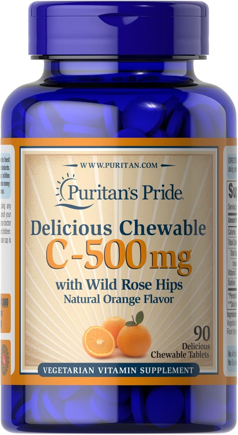 Puritan'S Pride Chewable Vitamin C-500 Mg With Rose Hips Chewables, 90 Count