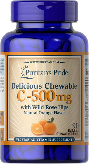 Puritan'S Pride Chewable Vitamin C-500 Mg With Rose Hips Chewables, 90 Count