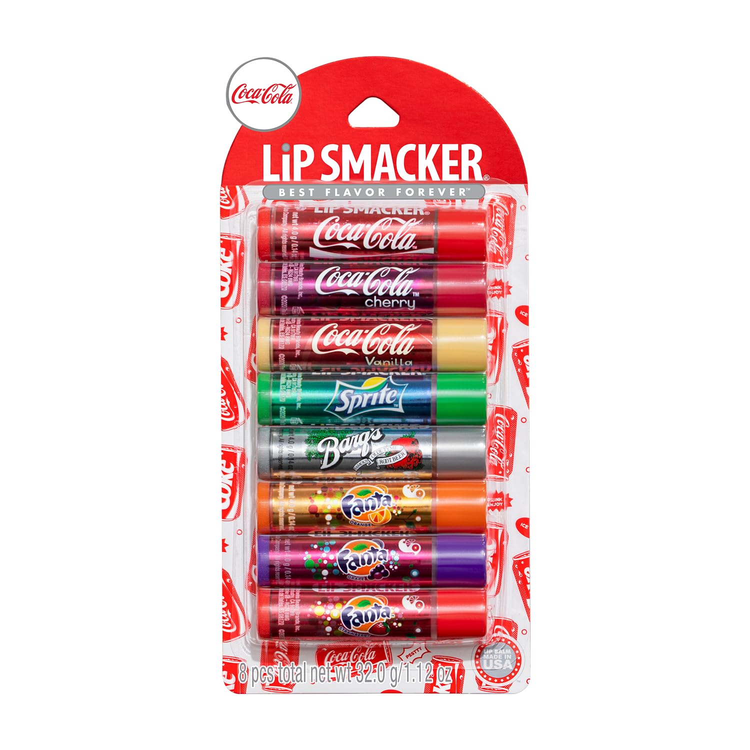 Lip Smacker Coca-Cola Flavored Balm - 8 Moisturizing Lip Balms, Hydrating & Protecting, Fun Assortment - Vegan - Coca Cola Collection