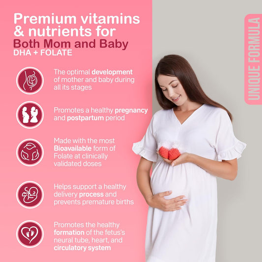 YOU'RE NATURAL Wonder Mom Prenatal and Postnatal Vitamins for Women with Folate, DHA, Probiotics, Iron, Myo Inositol, Biotin, D3, B12, Fetal Development, Pregnancy Must Have - 60 Capsules