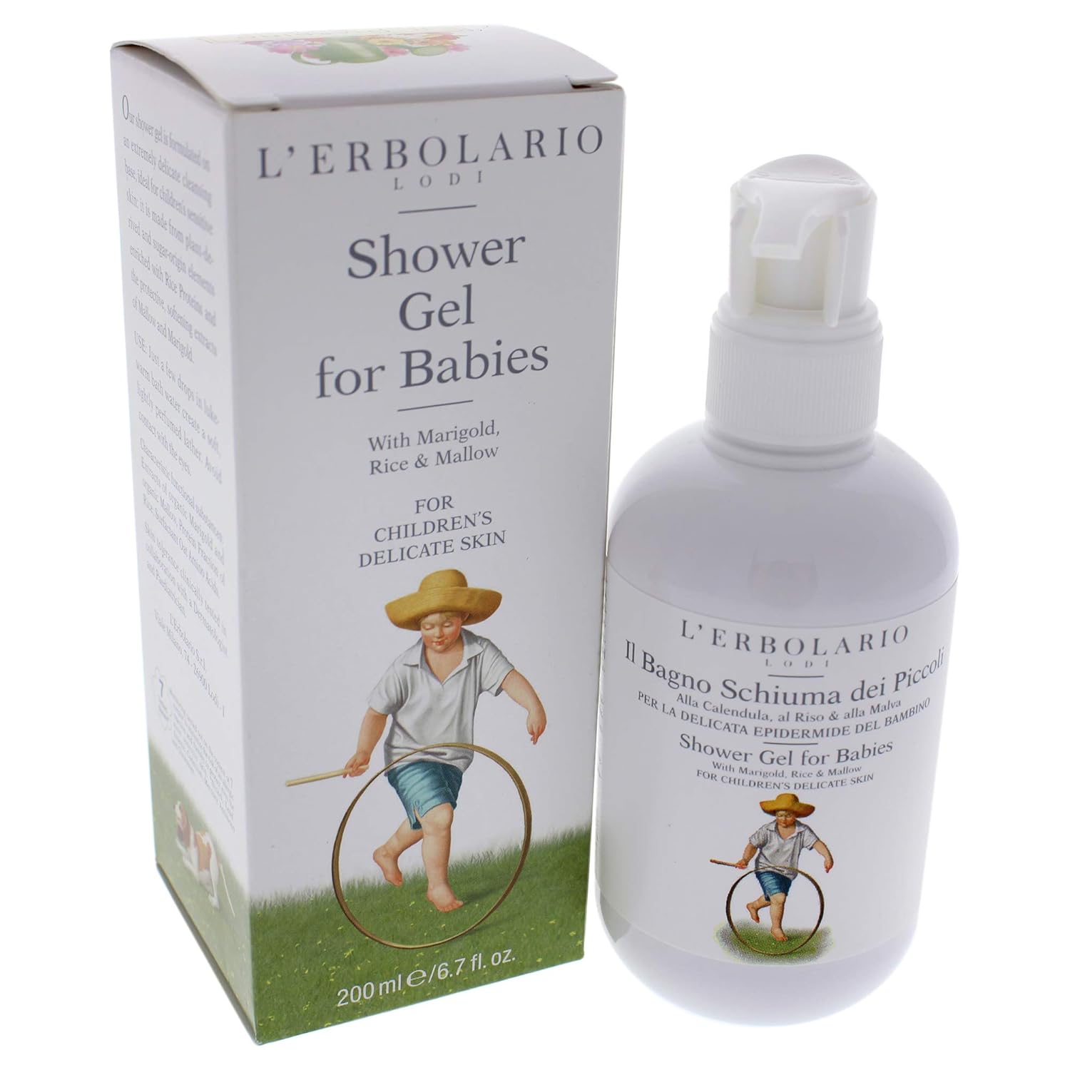 L'Erbolario Shower Gel For Babies - Extremely Delicate Cleansing Base - Ideal For Children’S Sensitive Skin - Enriched With Rice Proteins - Made With Protective And Softening Extracts - 6.7 Oz : Beauty & Personal Care
