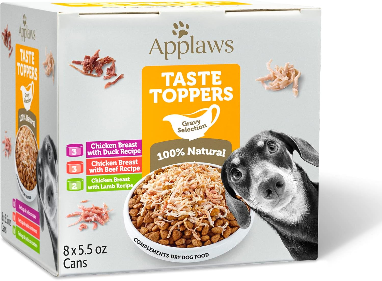 Applaws Taste Toppers, Grain-Free Dog Food Topper, Limited Ingredient, Chicken Breast With Beef In Gravy (12 X 5.5Oz Cans)