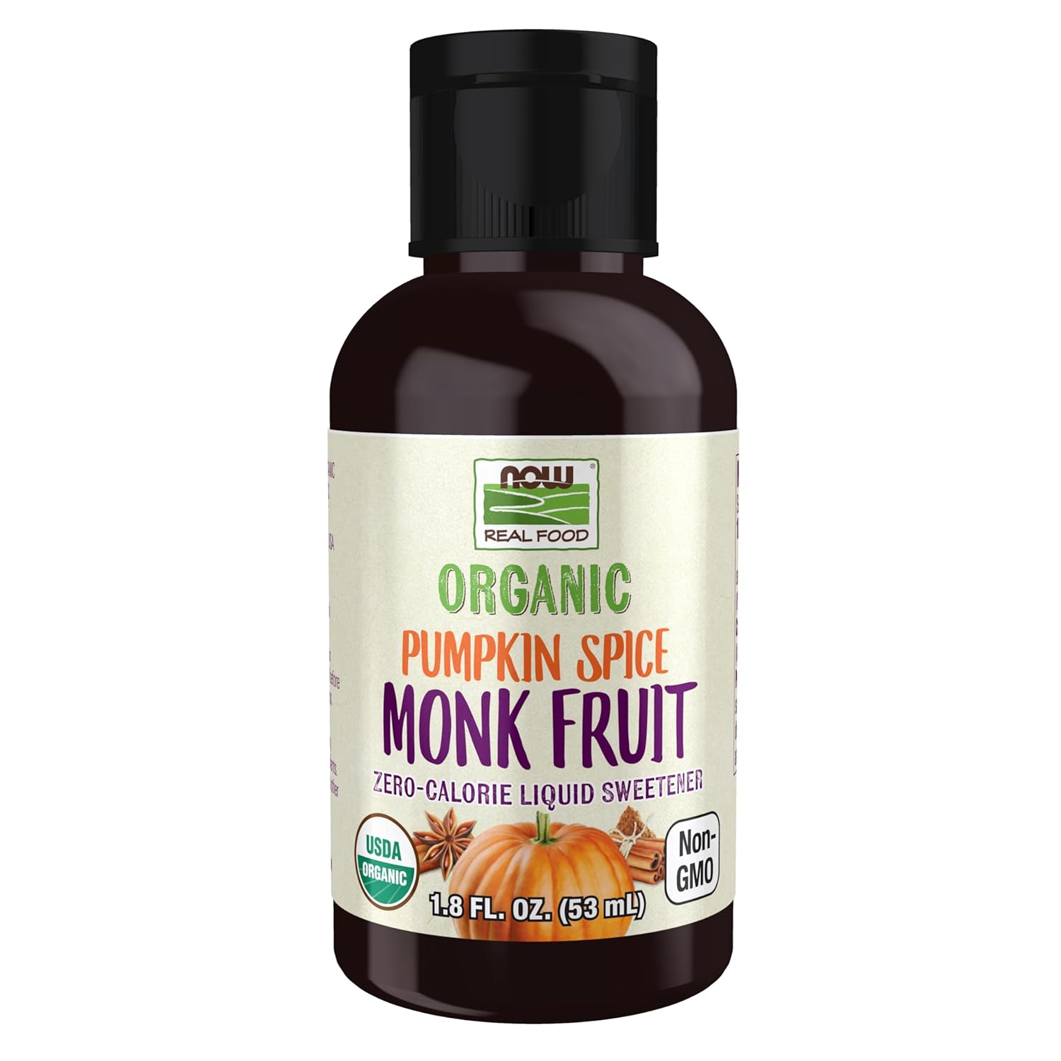 Now Foods, Organic Liquid Monk Fruit, Pumpkin Spice, Zero-Calorie Sweetener, 1.8-Ounce