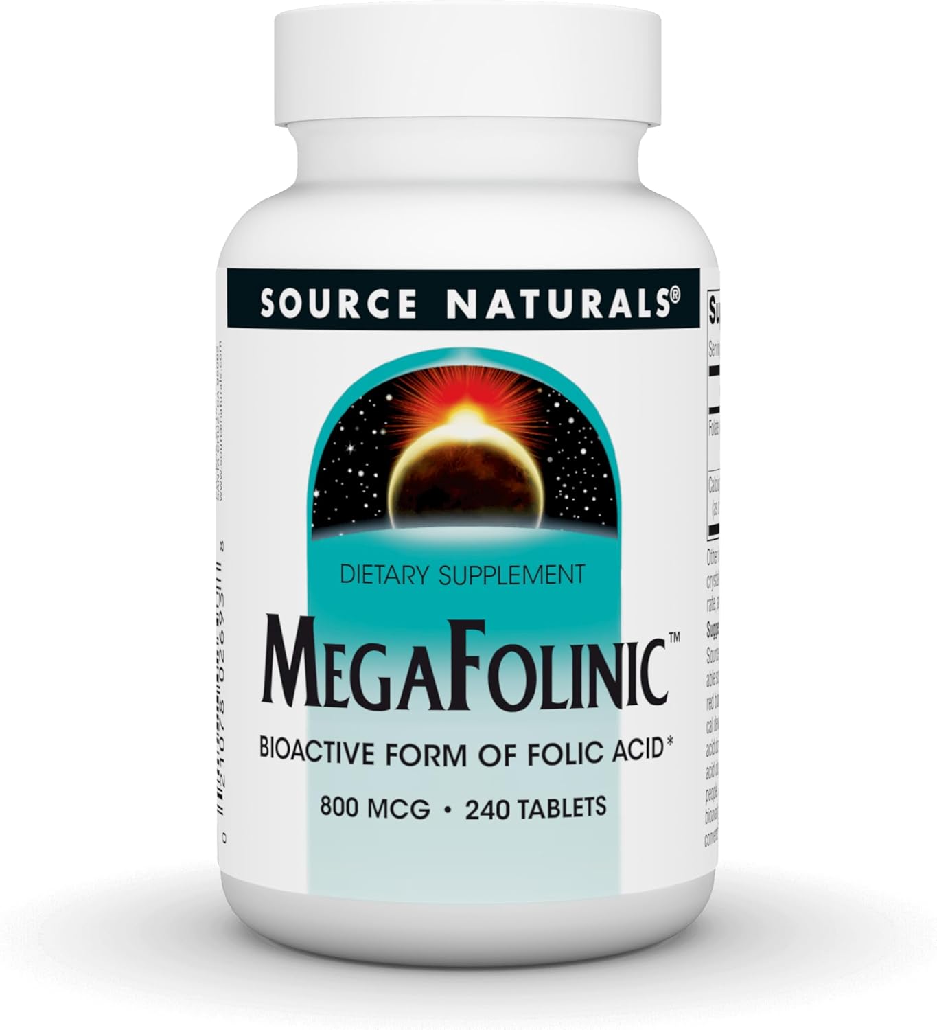 Source Naturals Megafolinic, Bioactive Form Of Folic Acid*, 800 Mcg - 240 Tablets