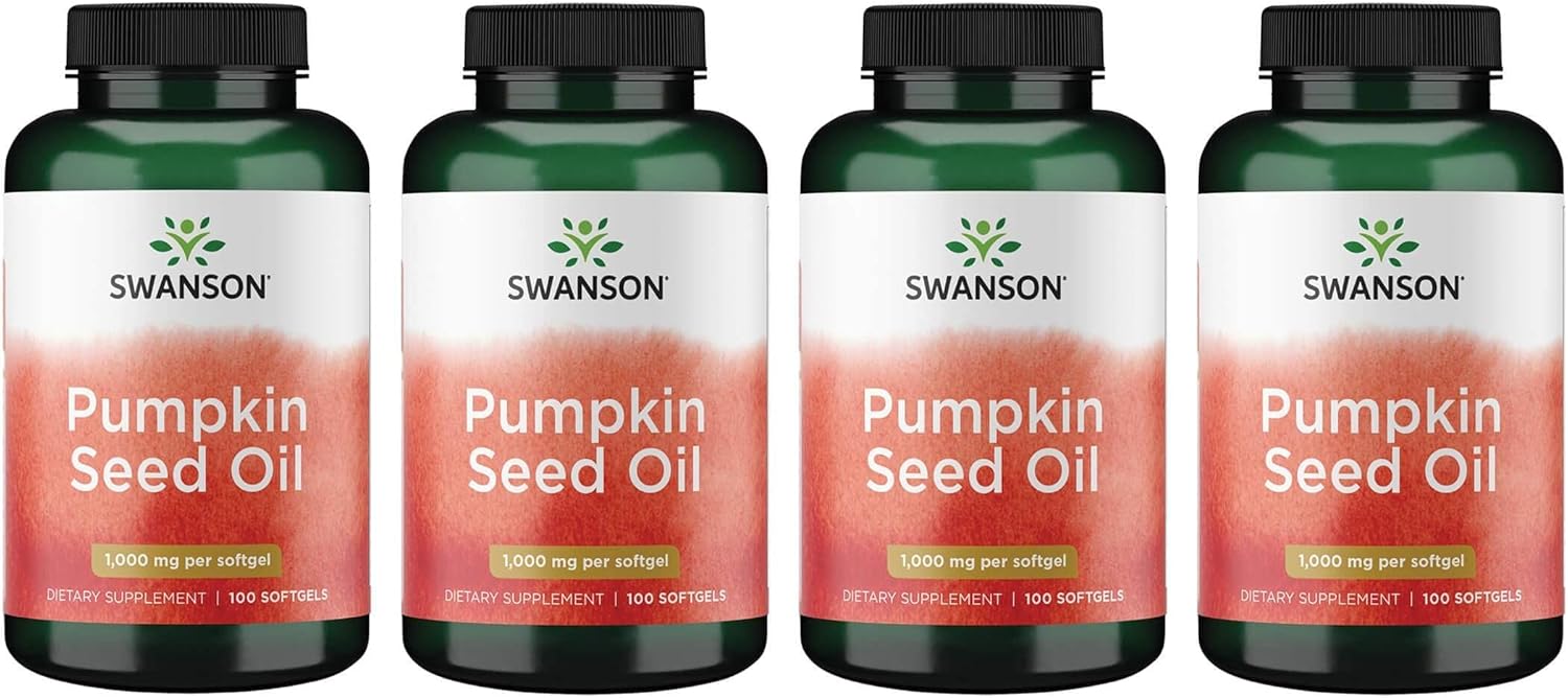 Swanson Pumpkin Seed Oil - High Bioavailable Efas - (100 Softgel Capsules, 1000Mg Each) (4 Pack)
