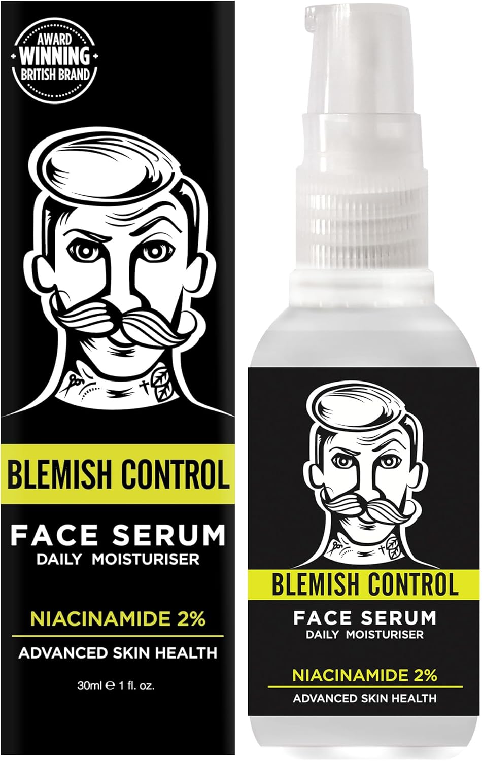 Barber Pro Blemish Control Face Serum Mens Face Cream Daily Moisturiser & Antioxidant Niacinamide & Cica For Acne & Blemishes Natural Vegan Skincare Multi Award Winning Brand 30Ml