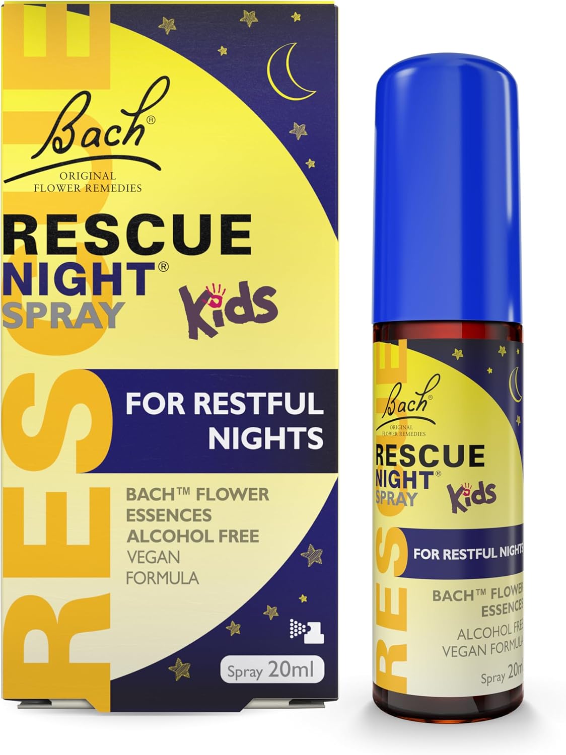 Rescue Kids Calm Nights Spray, Flower Essences, To Support Your Child And Promote A Calming Bedtime Routine, Alcohol Free, Spray Onto Your Tongue