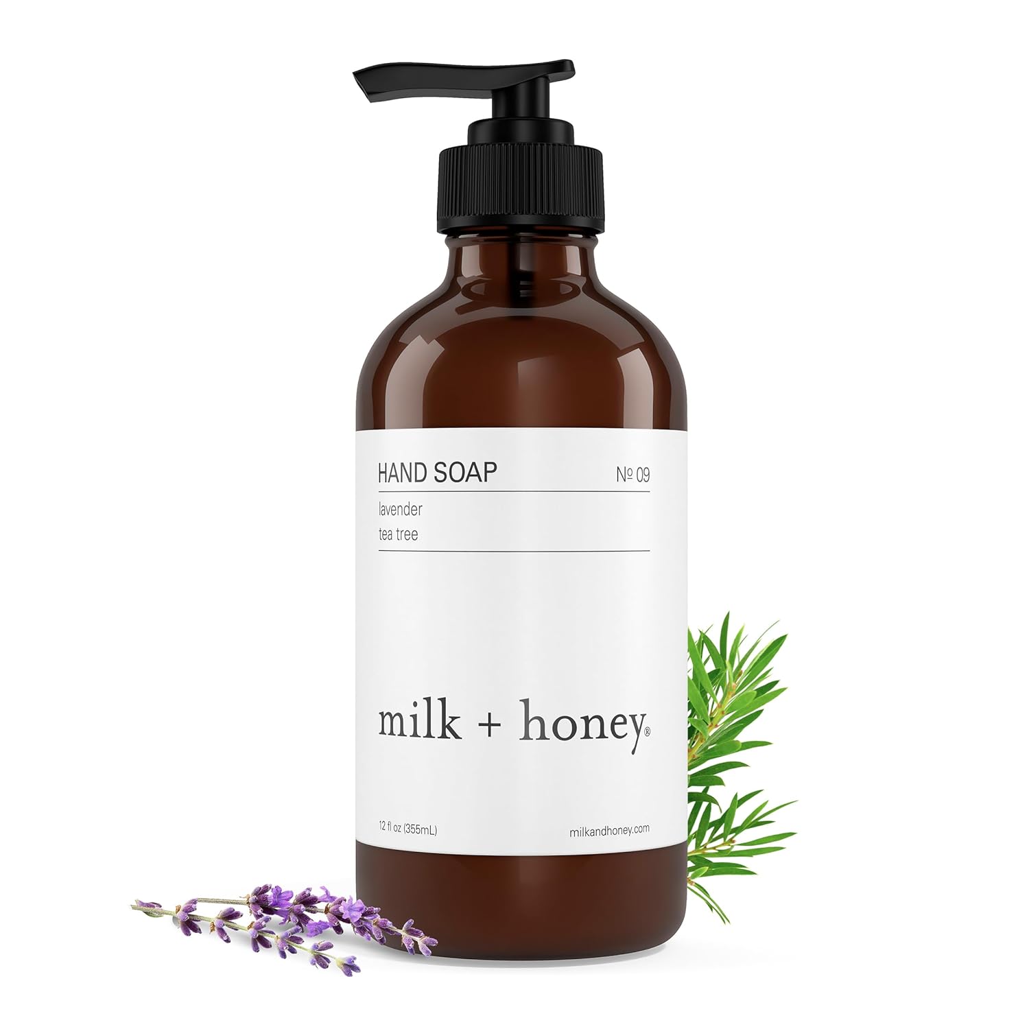 Milk + Honey Liquid Hand Soap No. 9 – Moisturizing Castile Hand Wash With Lavender And Tea Tree, Plant-Based Soap For Sensitive Skin, 12 Fl Oz