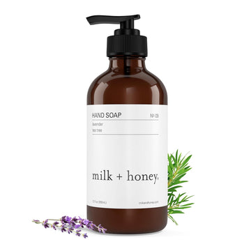 Milk + Honey Liquid Hand Soap No. 9 – Moisturizing Castile Hand Wash With Lavender And Tea Tree, Plant-Based Soap For Sensitive Skin, 12 Fl Oz