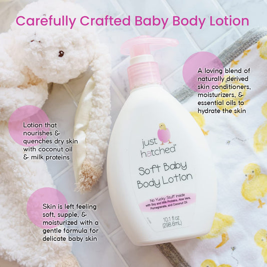 Soft Baby Body Lotion Multi-Pack - Lightweight, Soothing Moisturizer, Cozy Yummy Fragrance, Made with Essential Oils, No Yucky Stuff & Harsh Ingredients, 10.1 fl oz (2 Pack)