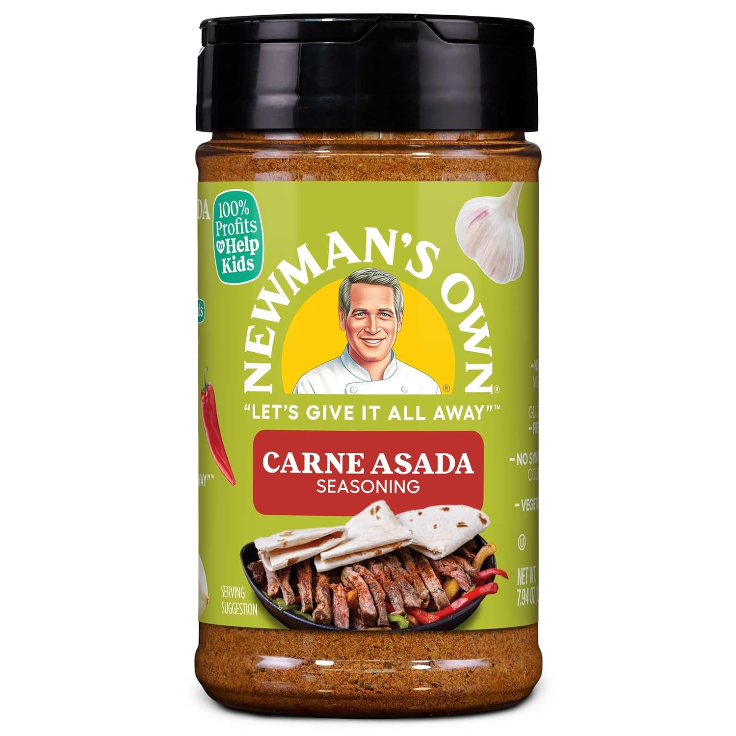 Newman'S Own Carne Asada Seasoning; Perfect Spices For Cooking Steak; No Msg, Gluten Free; Kosher; 7.94 Oz. Bottle