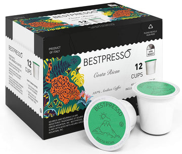 Bestpresso Coffee, Costa Rican Dark Roast Single Serve K-Cup Pods, 96 Count (Compatible With 2.0 Keurig Brewers) 8 Packs Of 12 Cups
