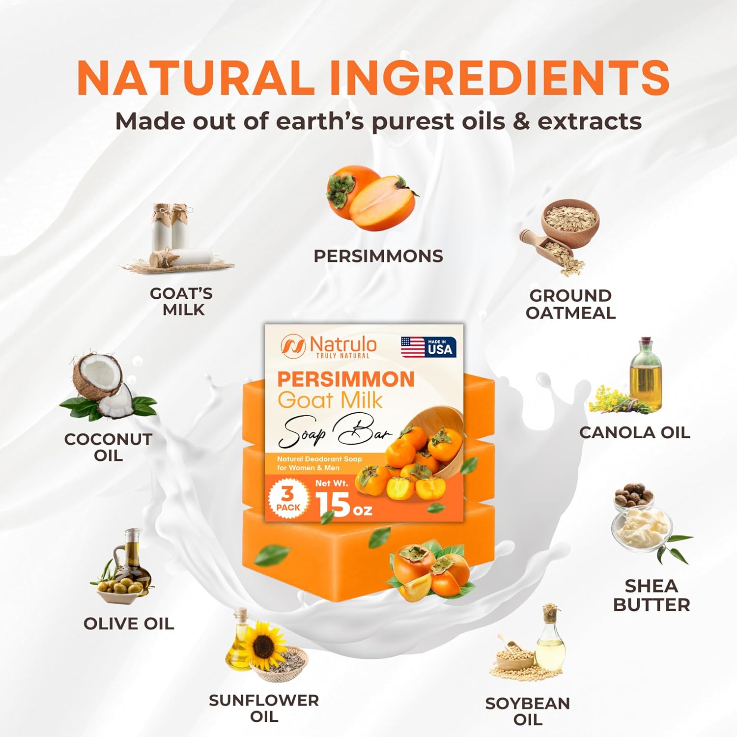 Persimmon Soap Bar For Body Odor Control – Purifying Deodorizing Body Wash With Goat Milk For Eliminating Body Odor – Great For Skin Brightening, Natural Deodorant Soap For Men & Women : Beauty & Personal Care