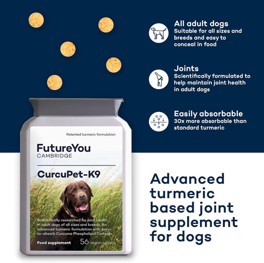 Curcupet Turmeric Supplements – 168 Tablets – Joint Aid For Dogs And Cats With Curcuma Complex – Joint Supplements For Pets By Futureyou Cambridge