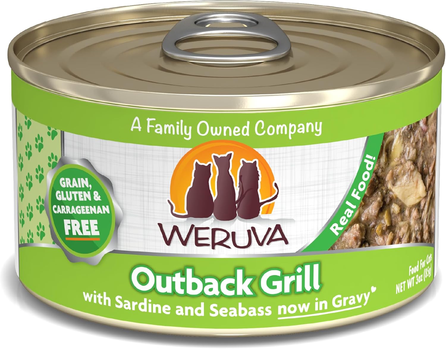 Weruva Classic Cat Food, Outback Grill With Sardine & Seabass In Gravy, 3Oz Can (Pack Of 24)