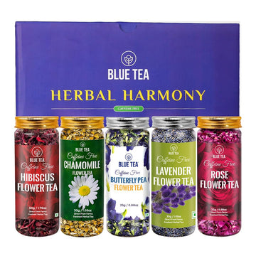 Blue Tea - Herbal Harmony Tea Loose Leaf (5 Flower Tea - 5.64 Oz) | Wellness Surprise | Caffeine-Free - Non-Bitter - Gluten Free - Vegan - Non-Gmo | Tea Variety Pack | Gift Box