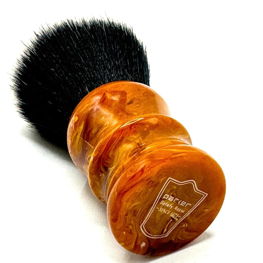 Parker “Solar Storm” Ultra-Soft Synthetic Shaving Brush – 28 Mm Tuxedo Knot – High-Density For Superior Lathering + Acrylic Stand