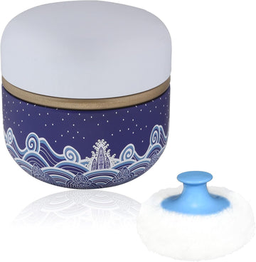 Wemega Body Powder Case With Powder Puff Powder Container Tea Box For Baby And Women Powder Puff And Powder Case For Travel (Blue Sea)