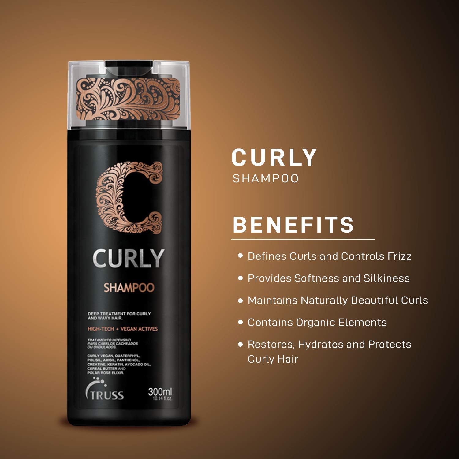 Truss Curly Shampoo - Gentle Cleansing for Defined, Detangled, Frizz-Controlled Wavy and Curly Hair with Softness, Moisture Balance and Conditioning : Beauty & Personal Care