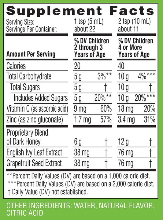 Zarbee's Naturals Children's Cough Syrup with Dark Honey Daytime, Natural Grape Flavor, 4 Fl Oz (Twin Pack)