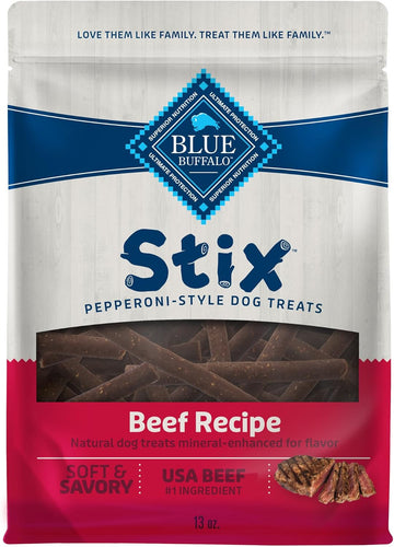 Blue Buffalo Stix Pepperoni-Style Dog Treats Made With Natural Ingredients, Beef Recipe, 13-Oz. Bag