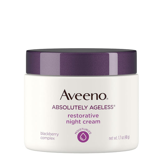 Aveeno Absolutely Ageless Restorative Night Cream Face & Neck Moisturizer With Antioxidant-Rich Blackberry Complex, Vitamin C & E, Hypoallergenic, Non-Greasy & Non-Comedogenic, 1.7 Fl. Oz
