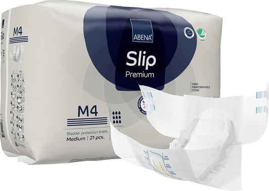 ABENA Slip Premium All-In-One Incontinence Pads For Men & Women, Eco-Labelled Womens Incontinence Pads, Mens Incontinence Pads - Medium 4, 70-110cm Waist, 3600ml Absorbency, 4x 21PK