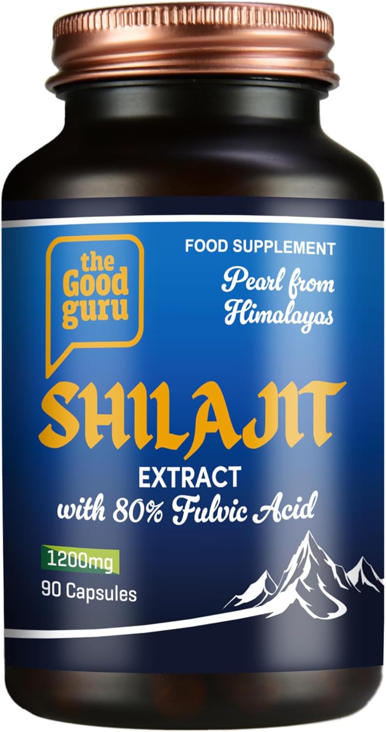 The Good Guru Premium Shilajit Capsules 1200Mg 80% Fulvic Acid Shilajit Capsule | 90 Capsule | Gold From Himalayan High Strength Himalayan Shilajit Resin Capsule