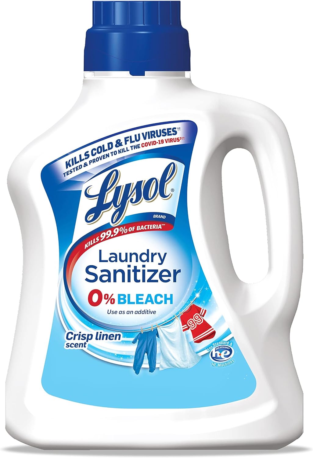 Lysol Laundry Sanitizer Additive, Bacteria-Causing Laundry Odor Eliminator, 0% Bleach Laundry Sanitizer, color, 90 Fl Oz Crisp Linen