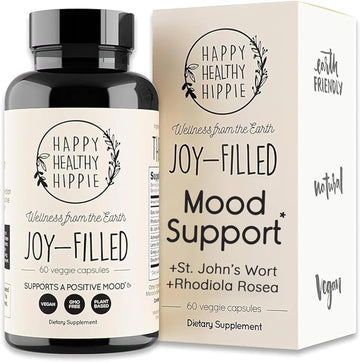 Joy-Filled Mood Support Supplement With St. Johns Wort | Stress Relief Supplement - Helps Calm The Mind & Body | 100% Plant-Based, Ashwagandha, Rhodiola Rosea, Eleuthero | Herbal, 60 Ct