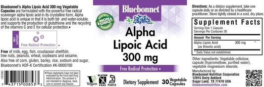 Bluebonnet Nutrition Alpha Lipoic Acid 300 Mg