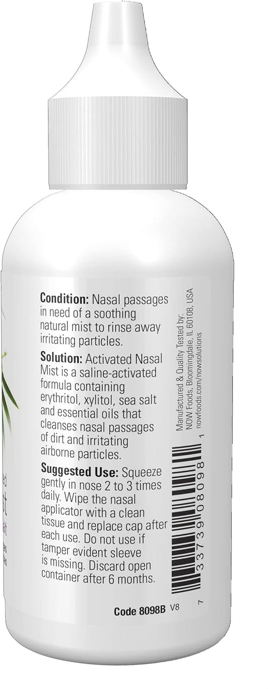 NOW Solutions, Activated Nasal Mist, Soothes Nasal Passages with Erythritol and Sea Salt, 2-Ounce