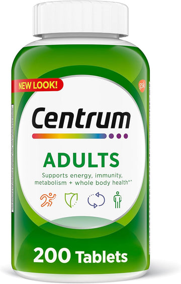 Centrum Adult Multivitamin/Multimineral Supplement With Antioxidants, Zinc, Vitamin D3 And B Vitamins, Gluten Free, Non-Gmo Ingredients - 200 Count