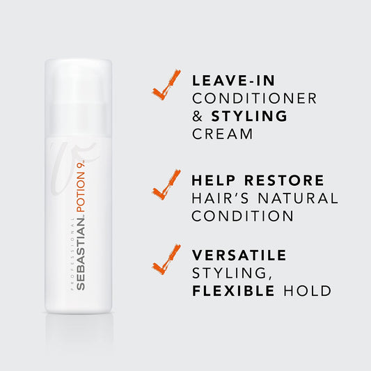 Sebastian Professional Potion 9 Wearable Hair Styling Treatment | Leave-In Conditioner & Versatile Styling Cream With Flexible Hold | Botanical Extracts, Jojoba Oil, Vitamin C & E