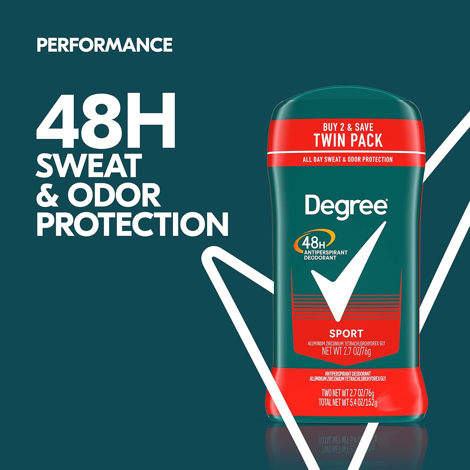 Degree Men Original Antiperspirant Deodorant for Men, Pack of 2, 48-Hour Sweat and Odor Protection, Sport 2.7 oz : Beauty & Personal Care