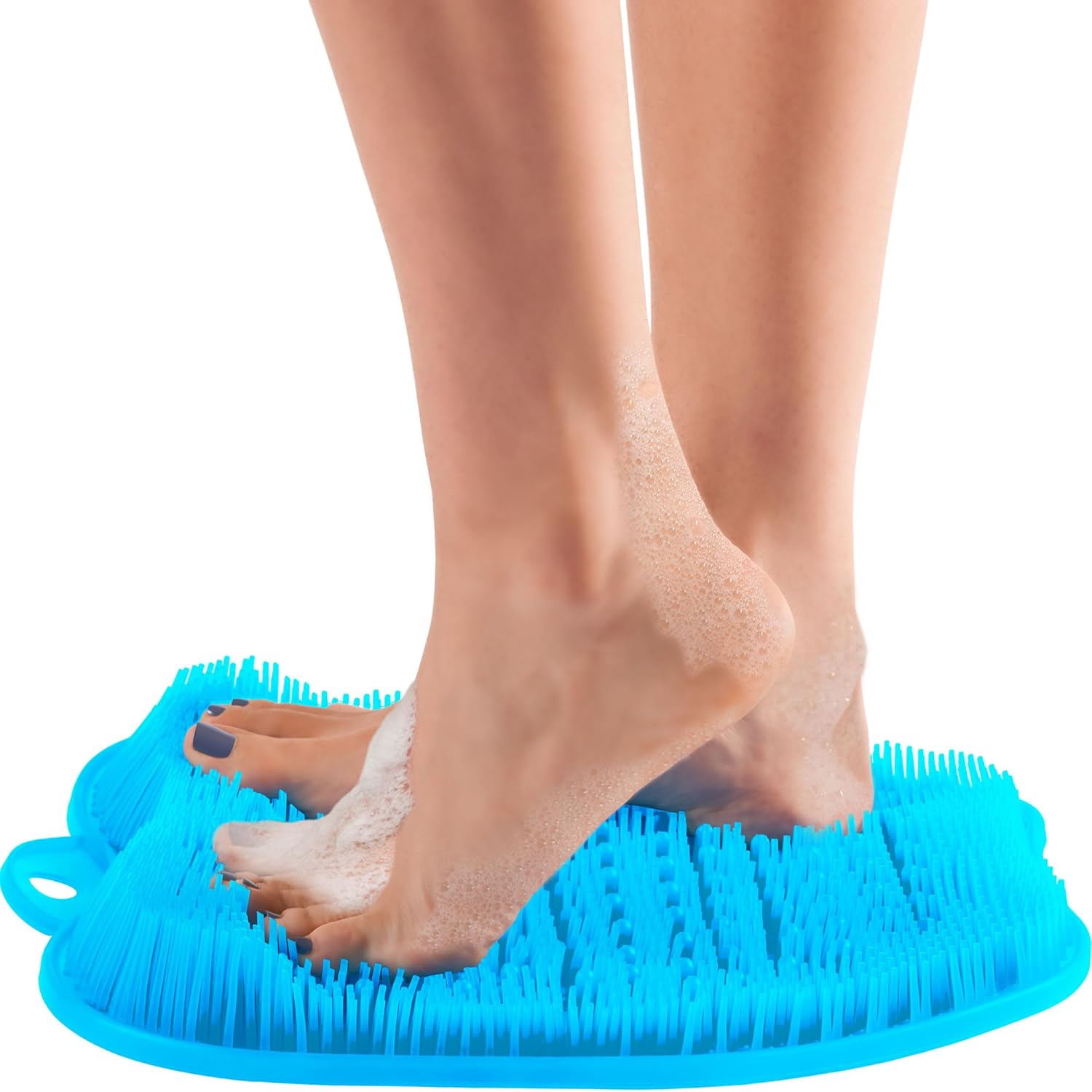 Love, Lori Shower Foot Scrubber Foot Scrubbers For Use In Shower & Foot Cleaner - Silicone Foot Scrubber For Shower Floor To Soothe Achy Feet & Reduce Pain, Foot Shower Scrubber, X-Large (Blue)