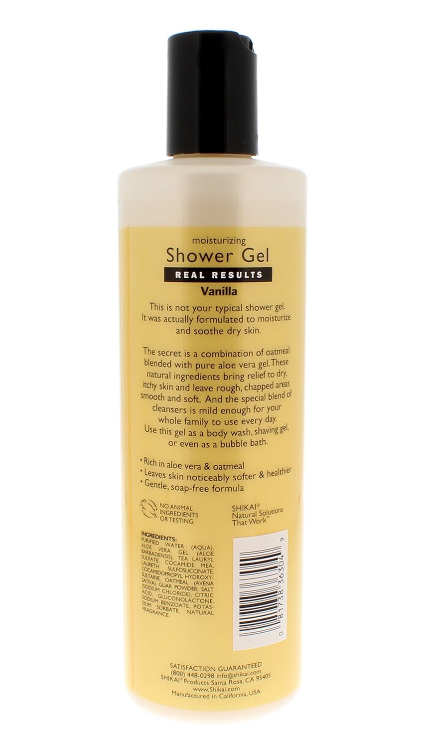 ShiKai Daily Moisturizing Shower Gel (Vanilla, 12oz, Pack of 3) | Gentle Formula | Aloe Vera & Oatmeal for Soft, Healthy Skin | Dry Skin Relief : Bath And Shower Gels : Beauty & Personal Care