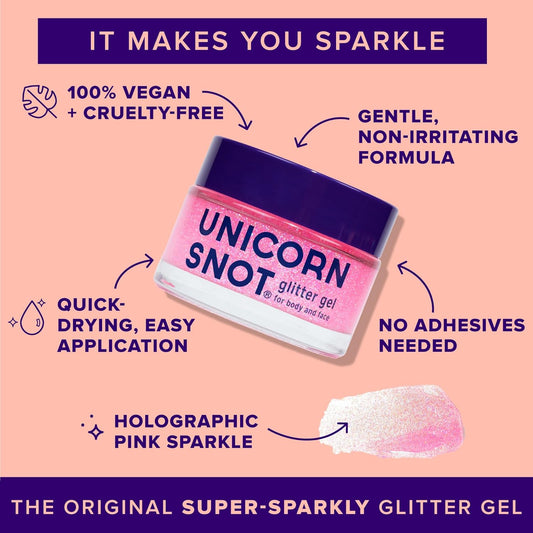 Unicorn Snot Face & Body Glitter - Cosmetic-Grade Holographic Glitter Gel - Makeup For Festivals, Raves, Anime Cosplay - Safe For Face, Easy Application & Removal, 1.7Oz Purple (Ultraviolet)