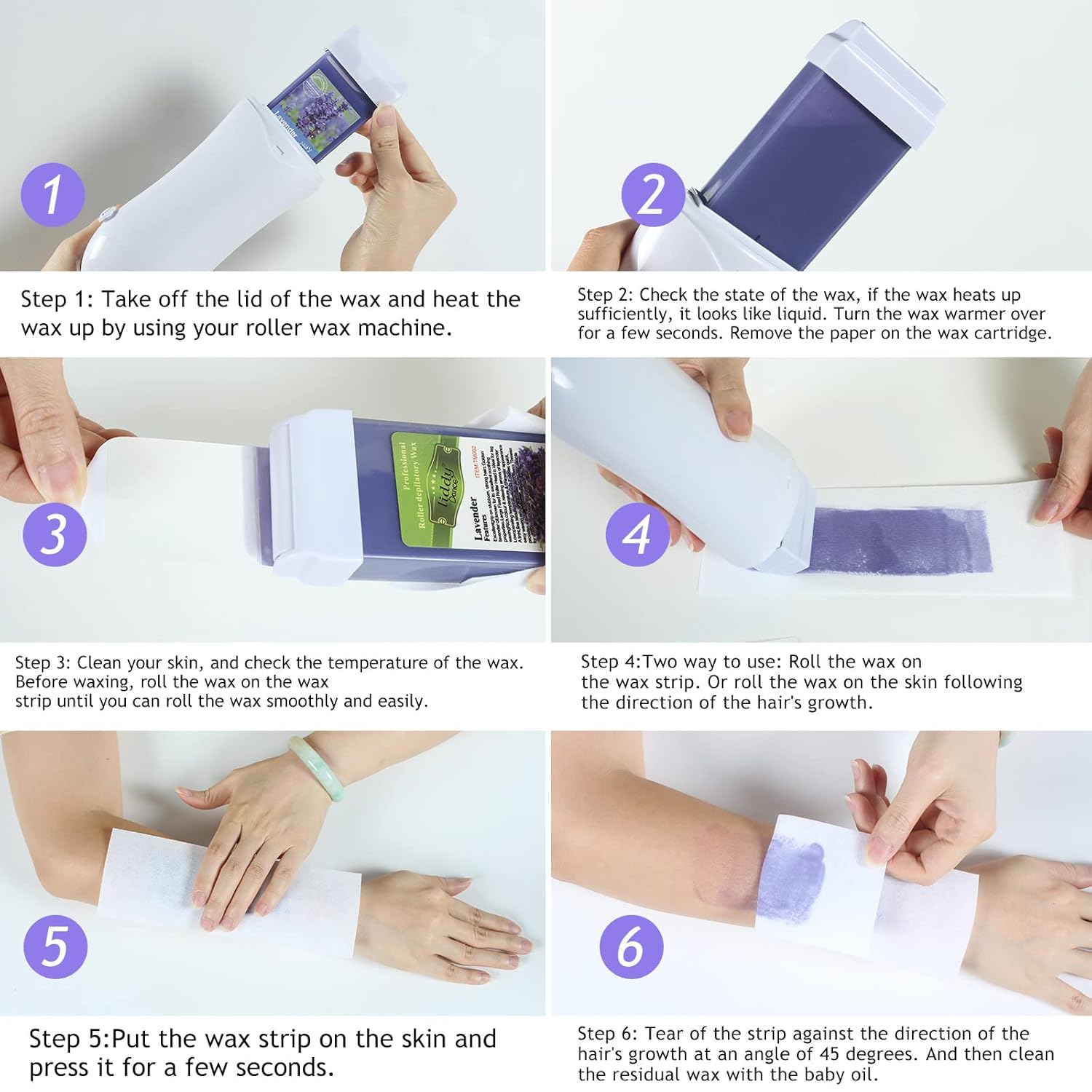 Liddy Dance Hair Removal Wax, Lavender Roll-On Wax, Waxing Kit Refill Wax Cartridge, 4 Pack, Soft Wax For Women, Sensitive Skin, Legs, Arms, Bikini Area, Brazilian Waxing : Beauty & Personal Care