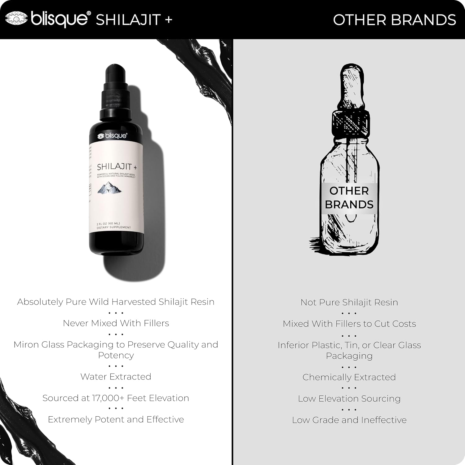 Blisque – Himalayan Shilajit Resin Mineral Drops | Pure, Natural, Organic | Contains Fulvic Acid And Trace Minerals | 2 Fl Oz (2-Pack)